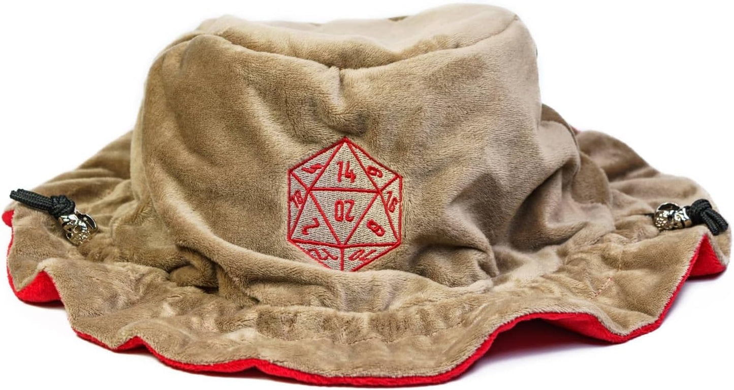 Large Dice Bags D&D with Pockets Khaki Storage Bag D20 Logo for DND RPG Game (with 1lb Random DND Dice)