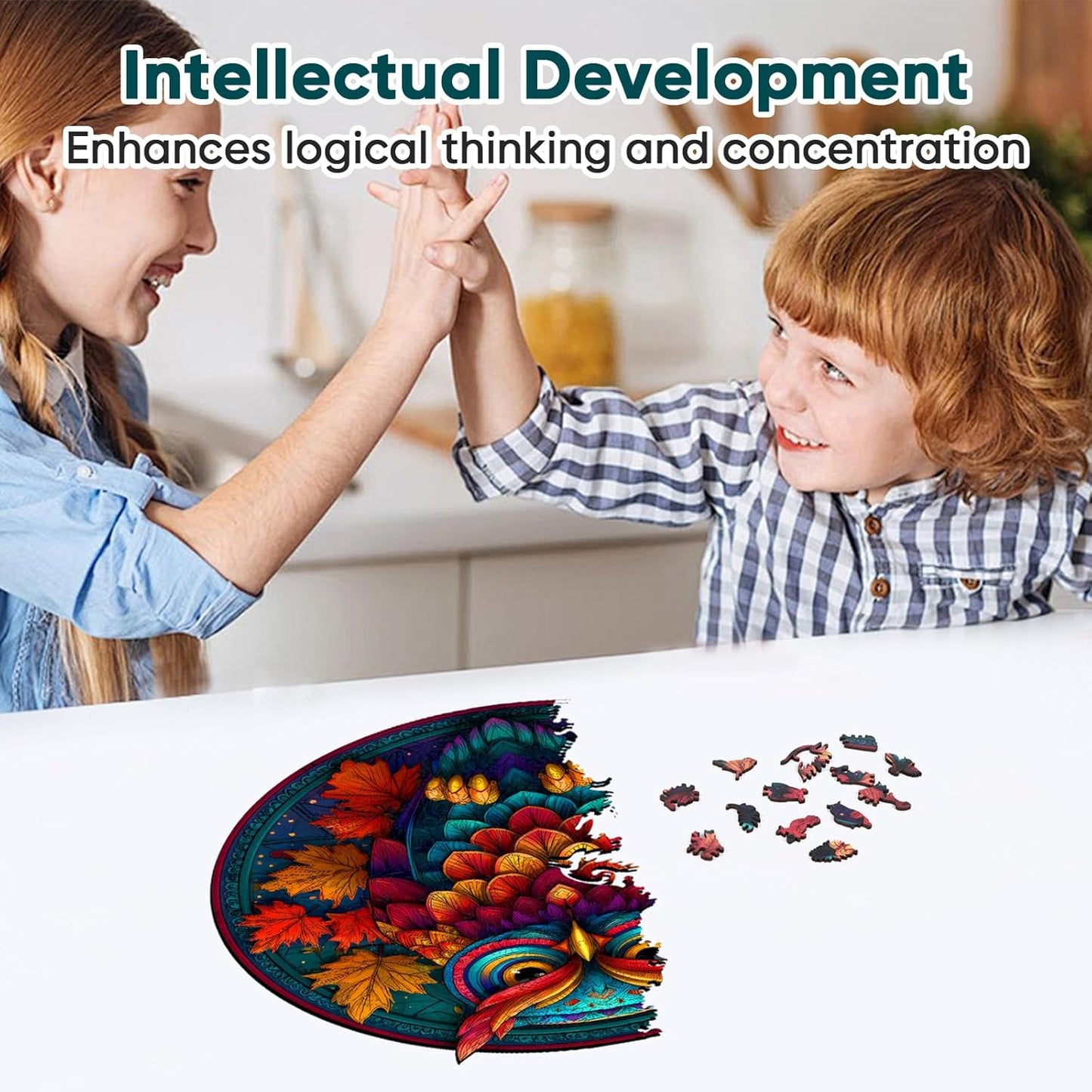 Wooden Puzzles for Adults, Colorful Owl Puzzles 500 Pieces, Unique Shaped Jigsaw Puzzles for Adults and Kids, Birthday Gifts Fun Challenge Family Game 16.5'' x 16.5''