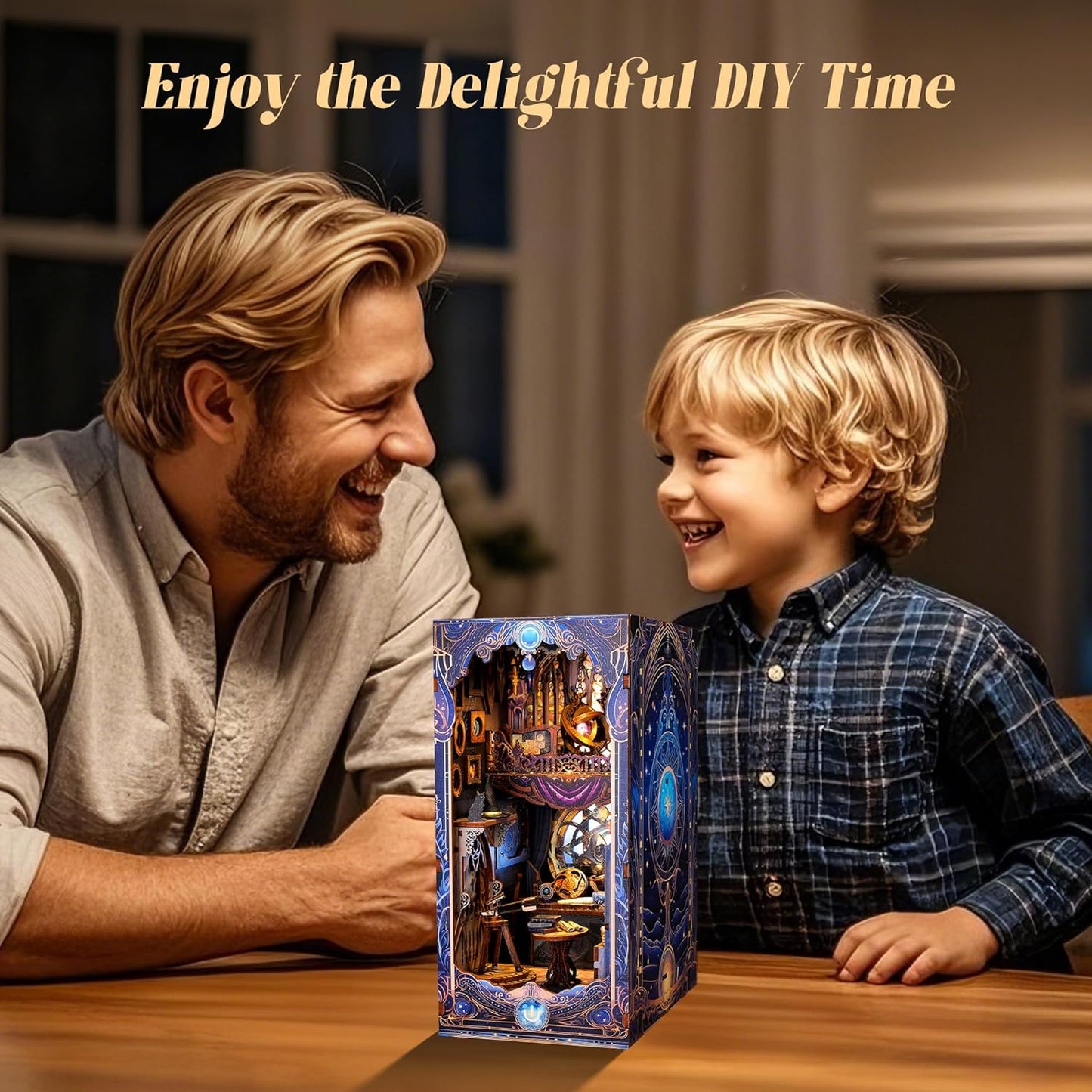 3D Wood Puzzle Book Nook Kit, Astrology Star Map Bookshelf Insert with LED Lights, DIY Celestial Miniature Bookend Décor for Display, Unique Craft Gift for Adults and Teens (Astrology)