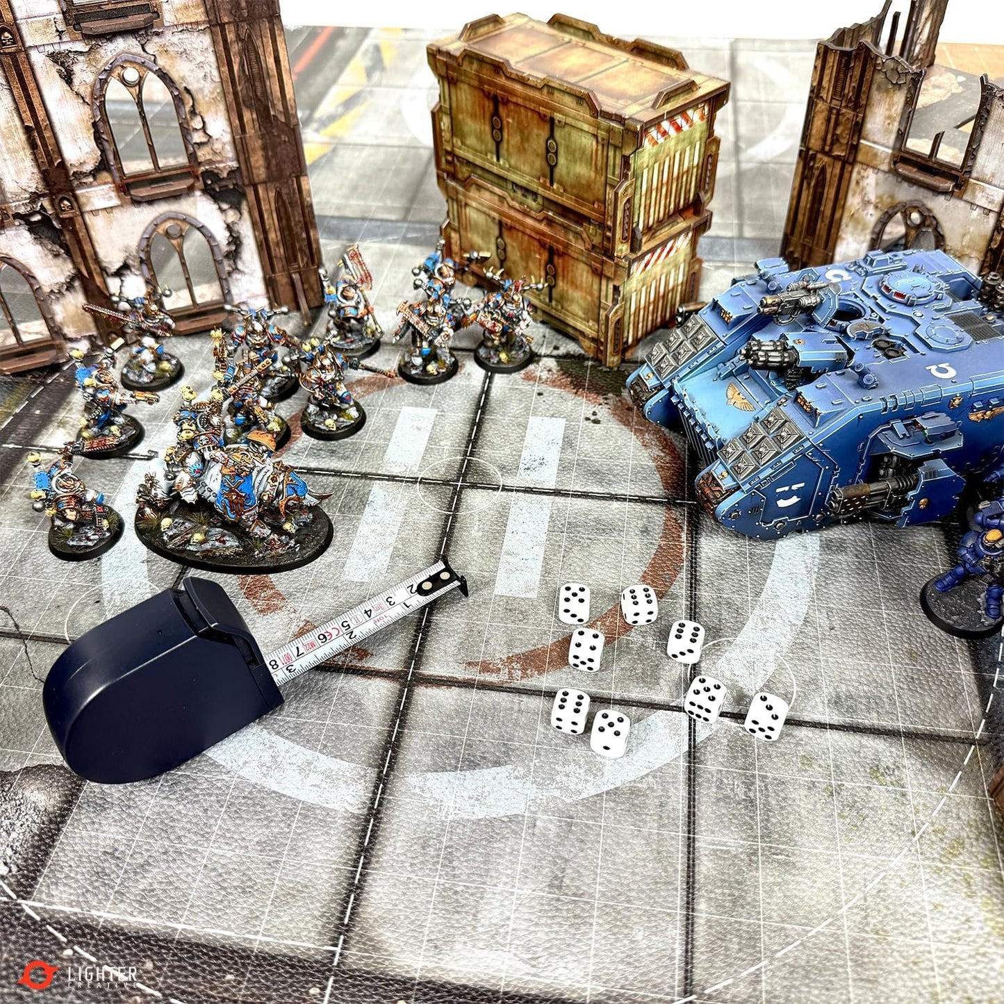 44'' x 60'' Battle Mat Gridded War-Gaming Mat for WH40K - Made of Synthetic Leather, 1.1mm Thickness (Adamant Bastion: Sector XI)