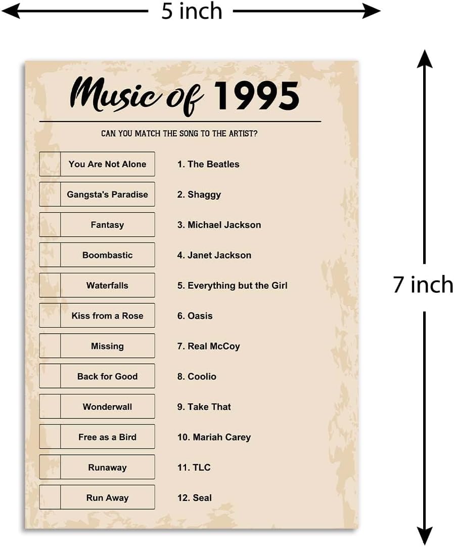 QUPT 30th Birthday Party Games, Music of 1994 Games, Birthday Party Supplies for Adults, Fun 1994s Party Game，Pack of 30 Cards