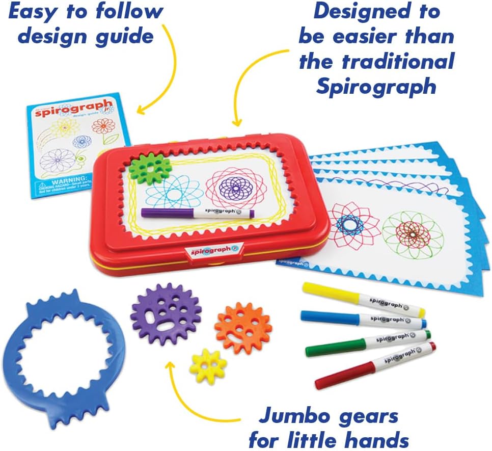 Spirograph Jr. — Jumbo Sized Gears Classic Retro Toy For Spiral Drawing Art Design Toy Kit for Smaller Hands — For Kids Ages 3 and Up