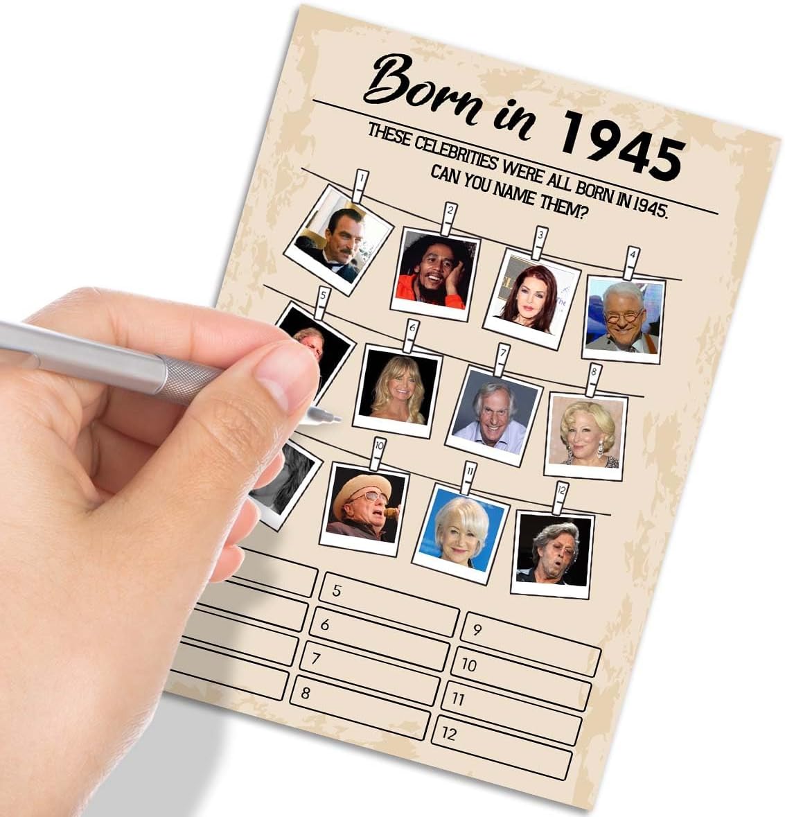 QUPT 80th Birthday Party Games, Born in 1945 Games, Birthday Party Supplies for Adults, Fun 1945s Party Game, Happy 80th Birthday Game, Pack of 30 Cards，