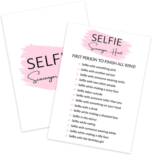 Birthday Party Game - Selfie Scavenger Hunt, Girl Birthday Party Activity Favor, Set of 20 Games Cards, Birthday Supplies, Activity Decorations -B07