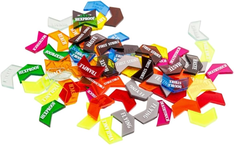 72 Pieces MTG Keyword Counters with Box for Magic The Gathering Colored MTG Creature Stats Buff Tokens MTG Gift Accessories (Keyword Counters)