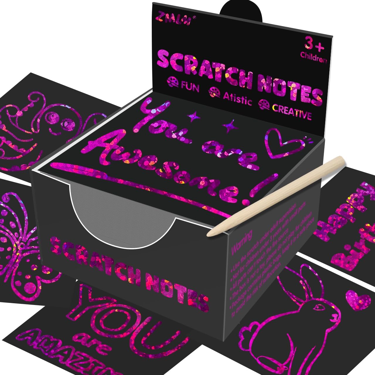 ZMLM 165 Rainbow Scratch Paper Art Crafts Mini Notes Kids Gifts 4 5 6 7 8 9 10 Years Old Girls Boys Students Teens Classroom Prizes School Supplies Birthday Party Travel Toy Activity(Rose)