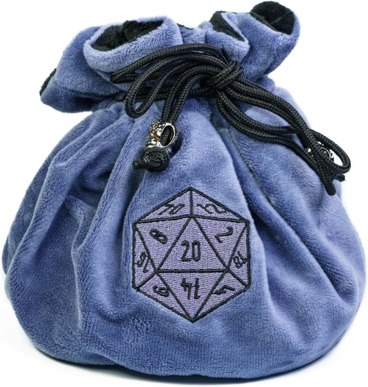 DND Dice Bags Large with Pockets Blue Storage Bag with D20 Logo for Dungeon and Dragons RPG Game Dices - Capacity 200+ Dice