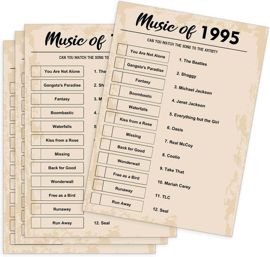 QUPT 30th Birthday Party Games, Music of 1994 Games, Birthday Party Supplies for Adults, Fun 1994s Party Game，Pack of 30 Cards
