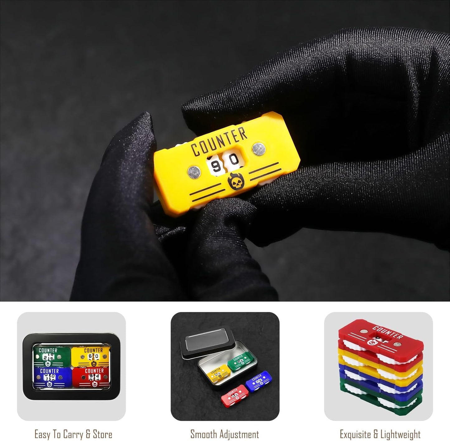 4Pcs MTG Life Counter with Metal Box, Health Tracker Life Counter for MTG Magic Card Games Accessories Tabletop RPG D&D CCG TCG Board Games