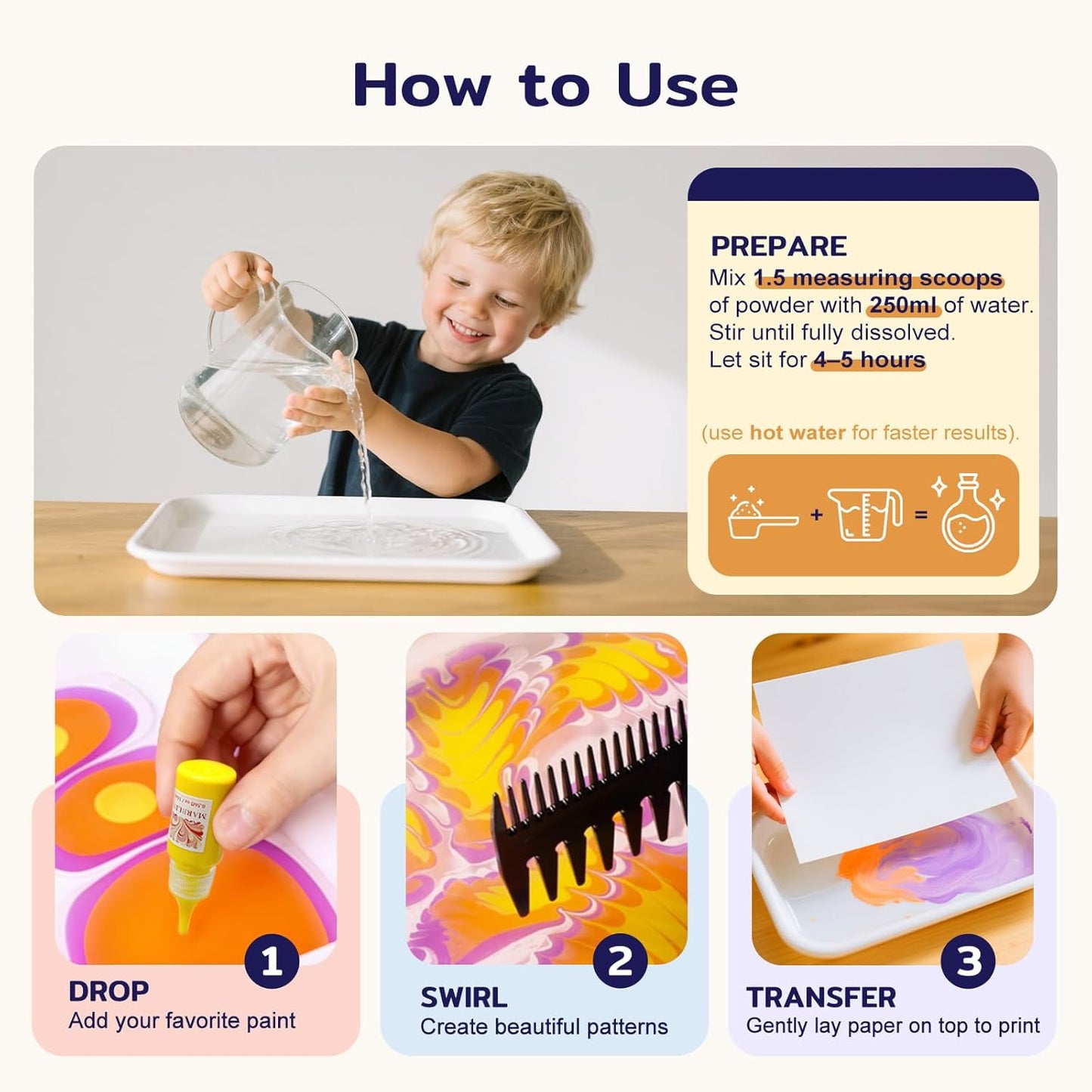 TMOL Marbling Paint Art Kit for Kids, Arts and Crafts Set for Girls & Boys Ages 8-12, Craft Kits with 16ml-12pcs & 25 Papers, Art Supplies, Birthday Gifts & Creative Toys for Kids Age 8 9 10 Year