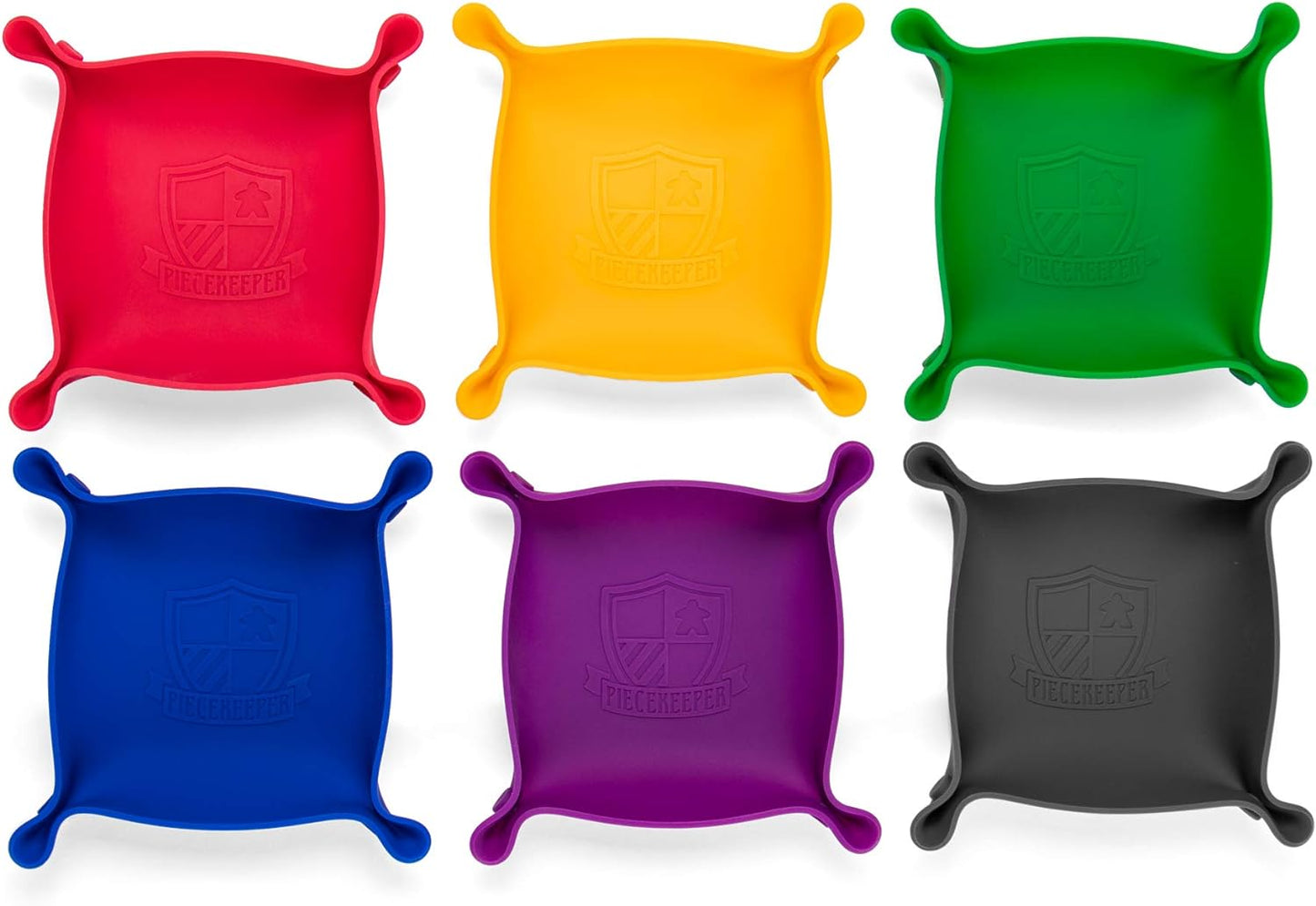 Piecekeeper Board Game Storage Bowls, 6-Pack | Portable Folding Tray Accessory Holds Tabletop Bits, Chits, Components, Pieces, Dice | Six Color Set | Classic & Modern Gaming, RPG Roleplaying