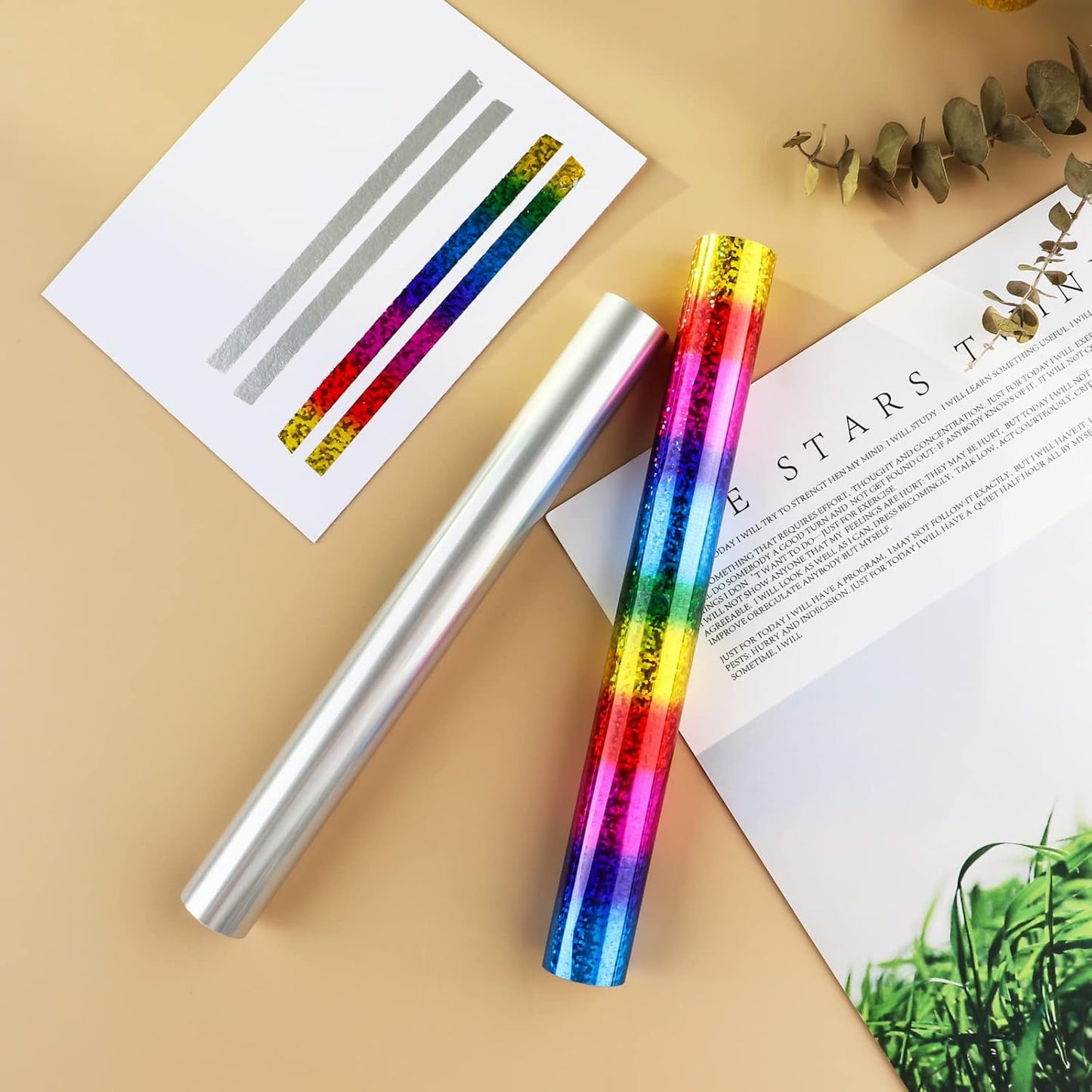 3PCS 5M Rainbow Toner Reactive Foil for Crafting Toner Reactive Foil Roll for Scrapbooking Paper Crafts/Planner/Invitation Hot Stamping Foil Paper by Laser Printer&Laminator for Scrapbooking Craft