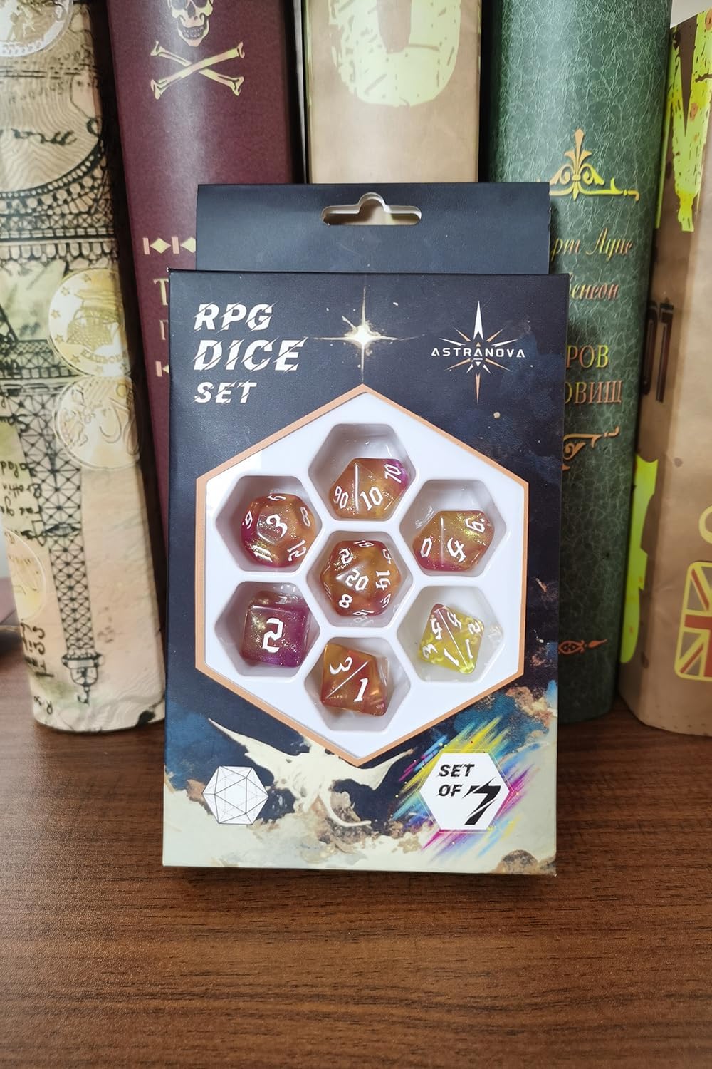 DND RPG Dice Set, Nebula Polyhedral Dice for Dungeons and Dragons, Mystery 7-Piece Set (Pale Yellow)