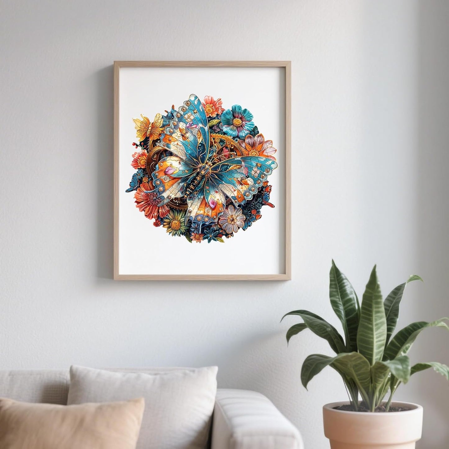 Wooden Puzzles for Adults - Mechanical Butterfly Wood Puzzles Adult - Unique Animal Shape Wooden Jigsaw Puzzles for Adults - Birthday Gifts for Puzzle Lovers, Family (8.4 * 8.4in)