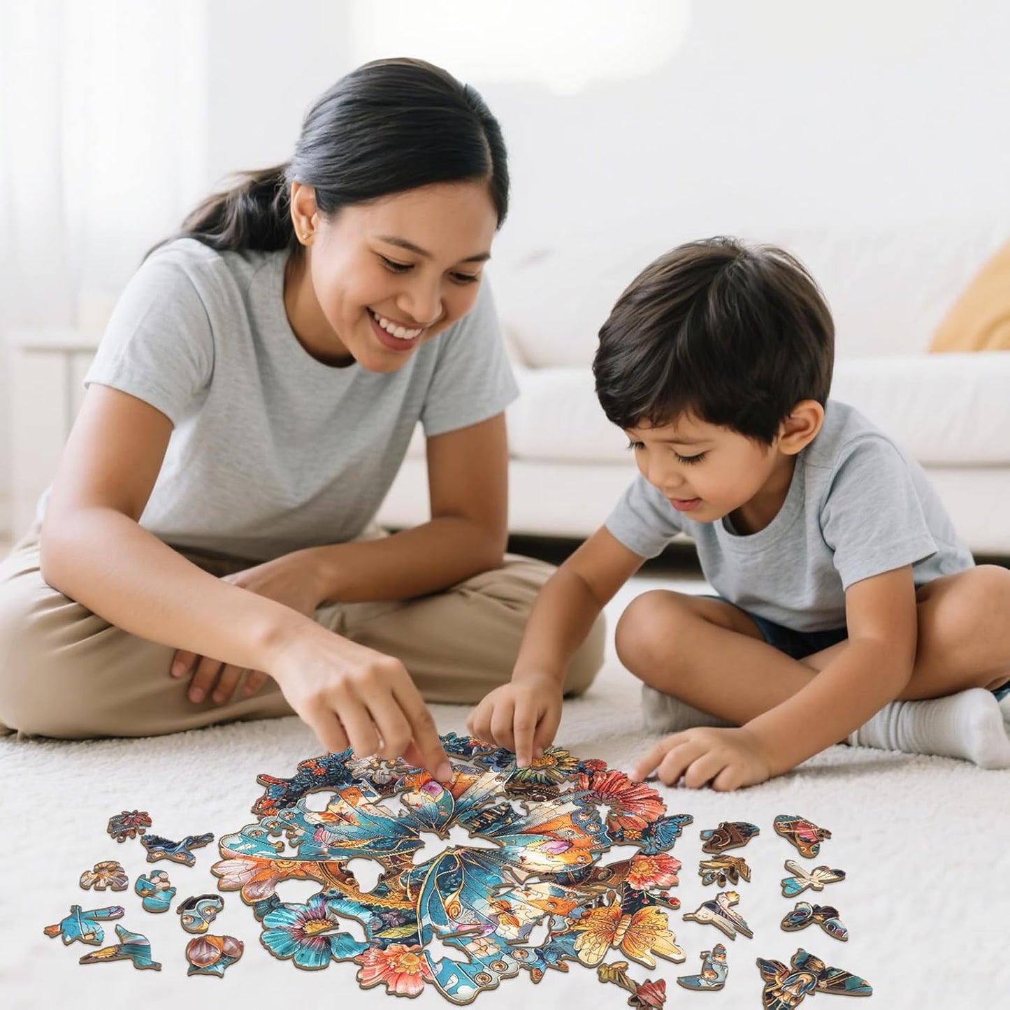 Wooden Puzzles for Adults - Mechanical Butterfly Wood Puzzles Adult - Unique Animal Shape Wooden Jigsaw Puzzles for Adults - Birthday Gifts for Puzzle Lovers, Family (11.4 * 11.4in)