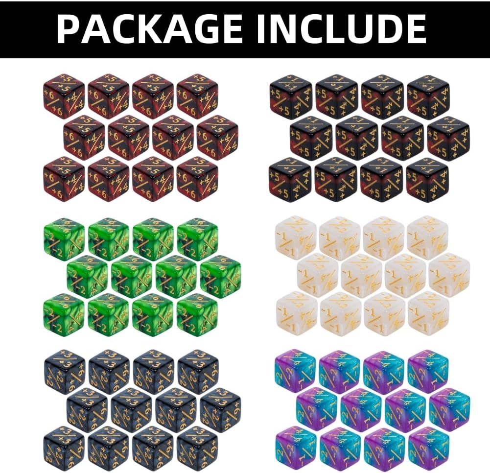 82 Pack Magic The Gathering Counter Dice Set 72 Pcs D6 MTG Dice Life Counters Tokens for Magic Card Game Accessories with 3 Pcs Rolling Dice 7 Pcs Drawstring Bags