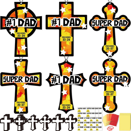 36PCS Fathers Day Crafts Bulk: Father's Religious Paper Suncatchers, Christian Sunday School Classroom Activity DIY Kits Gifts Decorations, Window Stained Glass Effect Art Supplies