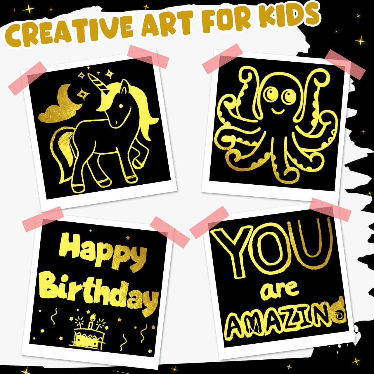 ZMLM 165 Rainbow Scratch Paper Art Crafts Mini Notes Kids Gifts 4 5 6 7 8 9 10 Years Old Girls Boys Students Teens Classroom Prizes School Supplies Birthday Party Travel Toy Activity(Gold)