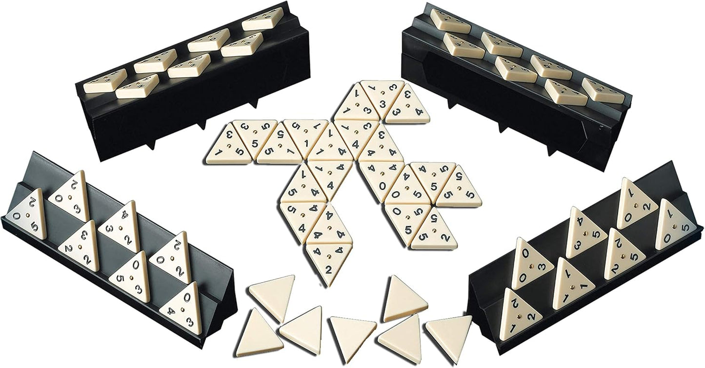 Pressman Tri-Ominos - Deluxe Edition Triangular Tiles with Brass Spinners, 5"