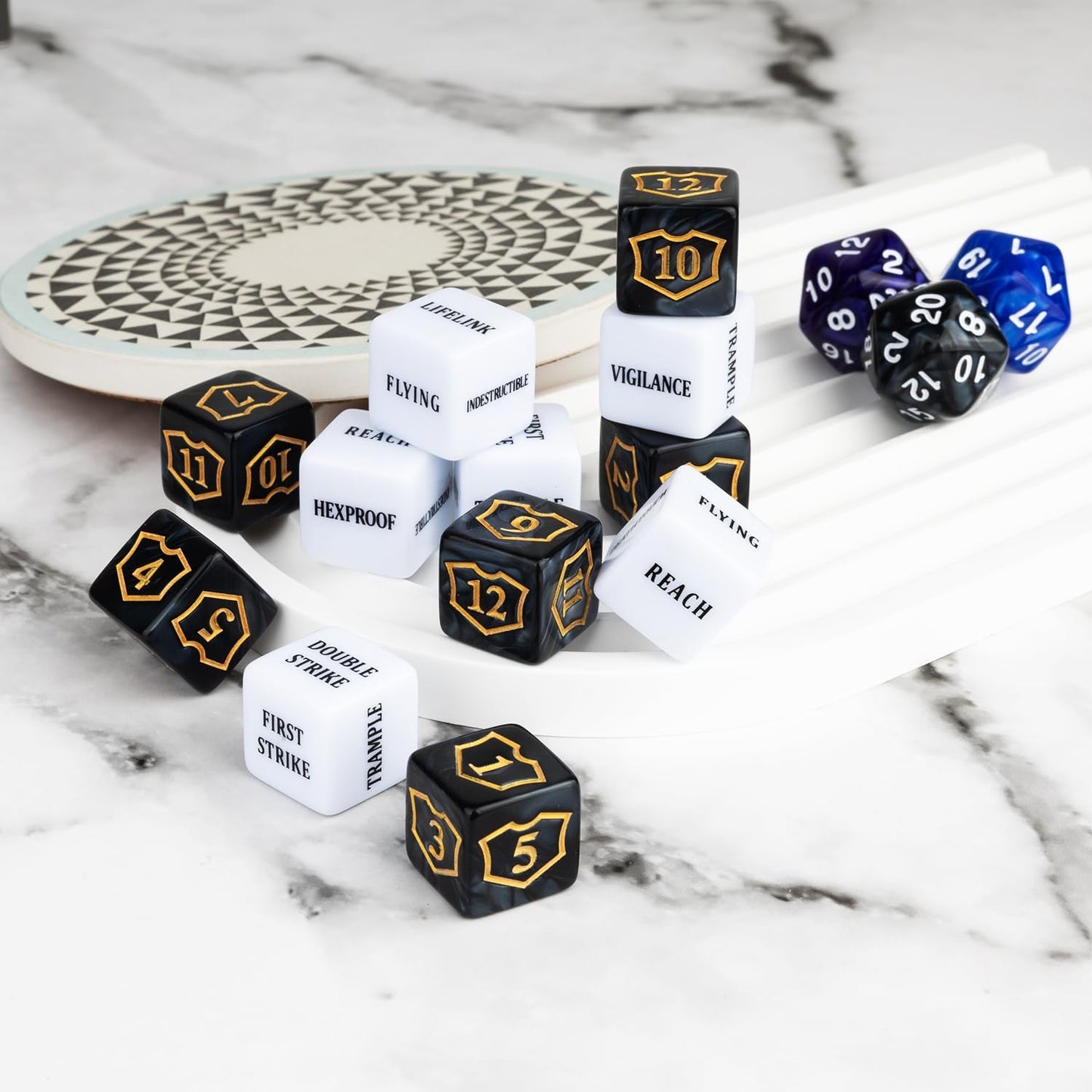 63 PCS Abilities Keyword Magic Counter Dice MTG Counters Dice Set Life Buff Tokens D6 Dice Compatible with MTG, TCG, Card Gaming Accessories