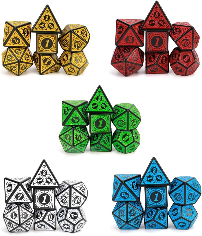 DND Dice Set 35 Pcs Polyhedral Dungeons and Dragons Rolling Dice for D&D RPG MTG Table Games Dice Bulk with Colorful Drawstring Bags and Dice Tray (Retro)