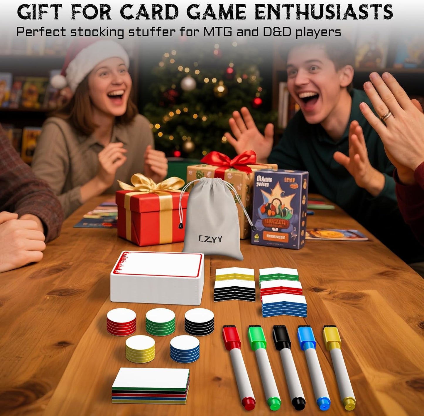 All-in-One Dry Erase MTG Tokens Gift Bundles - 50 Reusable Proxy Cards + 75 Blank Acrylic Counters & Tags Set with 5 Color-Coded Markers for TCG Players, Commander Decks & D&D