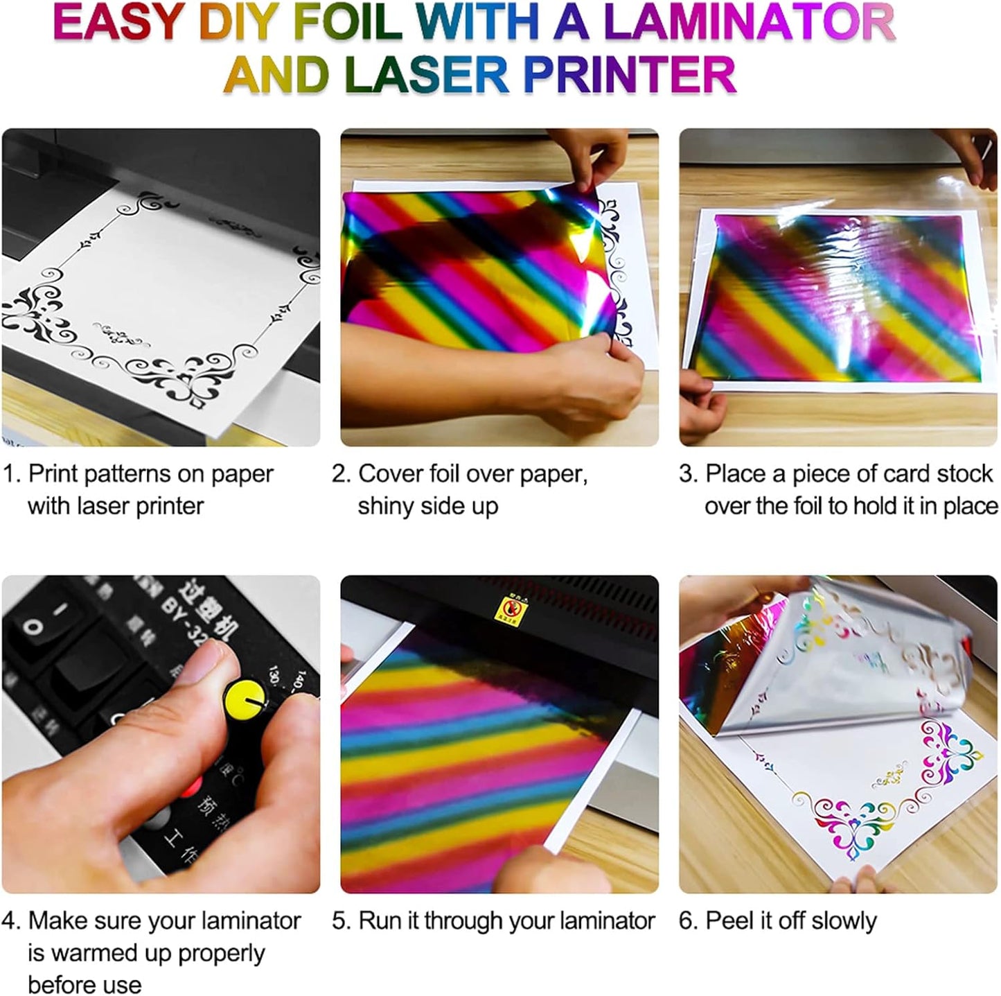 3PCS 5M Rainbow Toner Reactive Foil for Crafting Toner Reactive Foil Roll for Scrapbooking Paper Crafts/Planner/Invitation Hot Stamping Foil Paper by Laser Printer&Laminator for Scrapbooking Craft