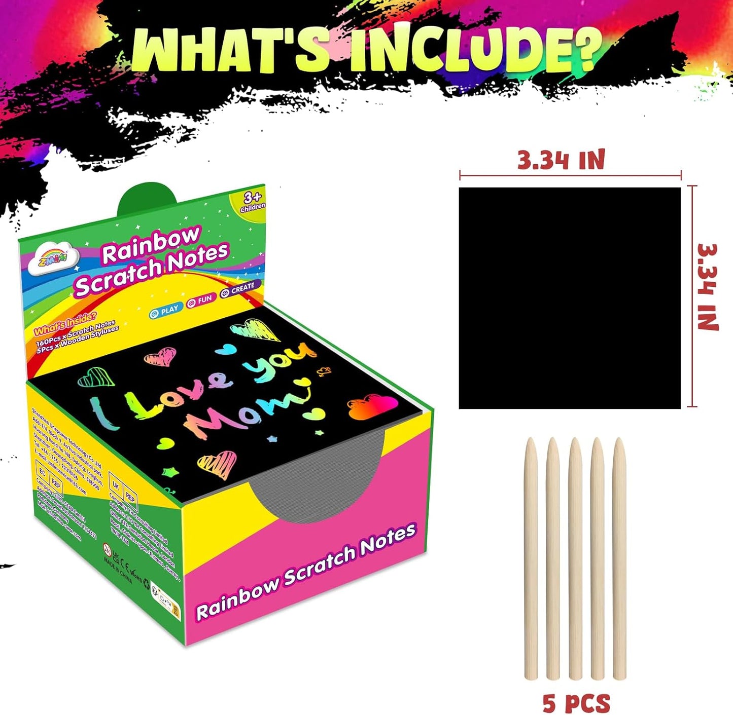 ZMLM 165 Rainbow Scratch Paper Art Crafts Mini Notes Stocking Stuffers for Kids Gifts 4 5 6 7 8 9 10 Years Old Girls Boys Students Teens Classroom Prizes School Supplies Birthday Party Toy Activity
