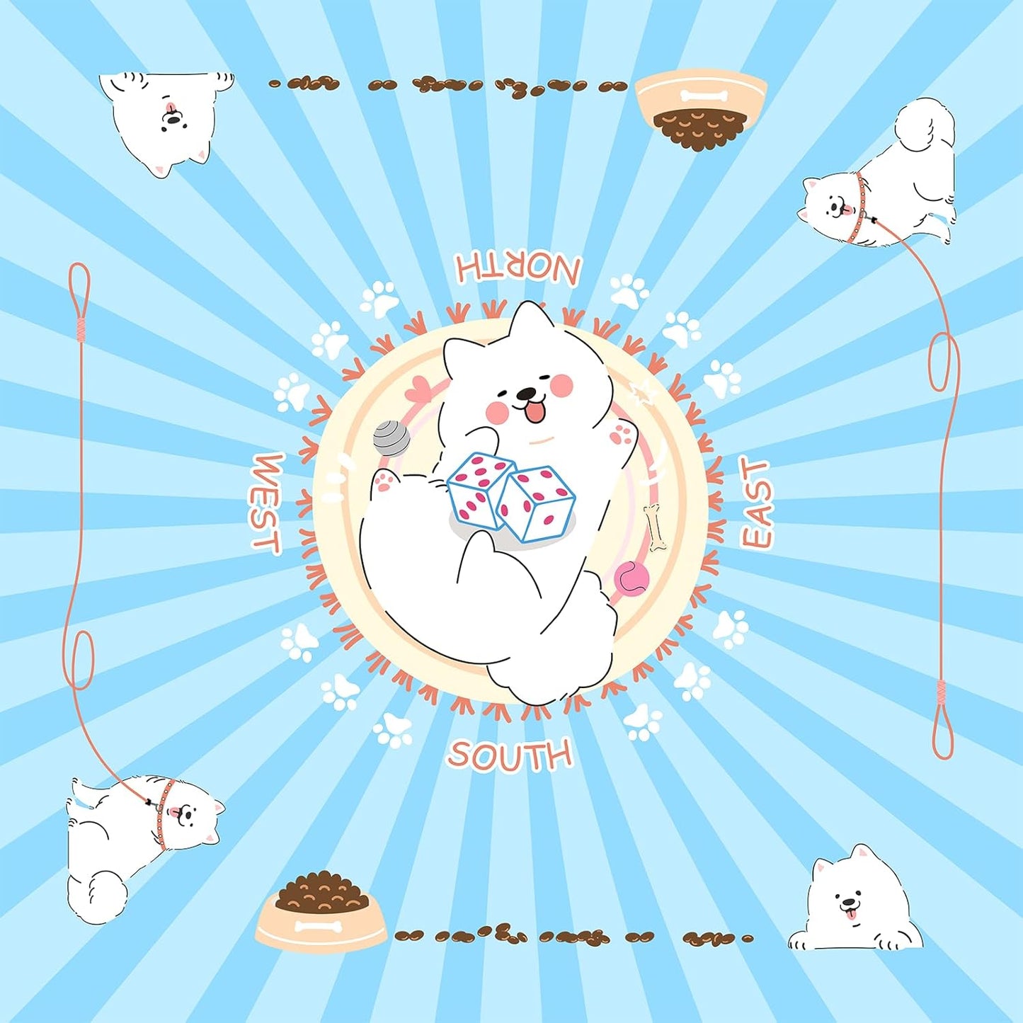 31.5'x31.5' Mahjong Mat for Table, Mahjong Cloth Cover, Mahjong Tablecloth for Poker, Board Games Table Mat, Card Games, Tile Games, Dominoes (Dog)