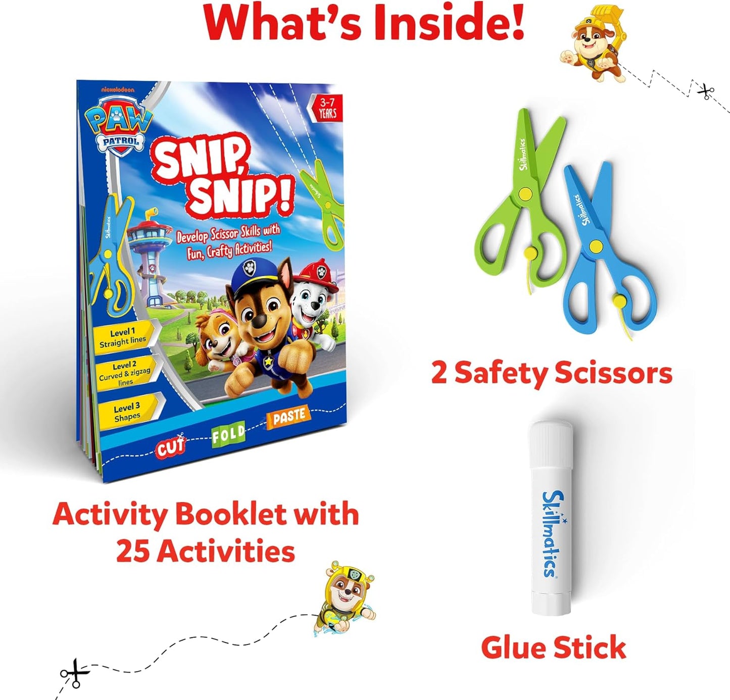 Skillmatics Scissor Skills Activity Book - Snip Snip PAW Patrol, Stocking Stuffers, Preschool Cutting & Creative Activities, Felt Craft Kit, Fine Motor Skills, Christmas Gifts for Ages 3, 4, 5, 6, 7