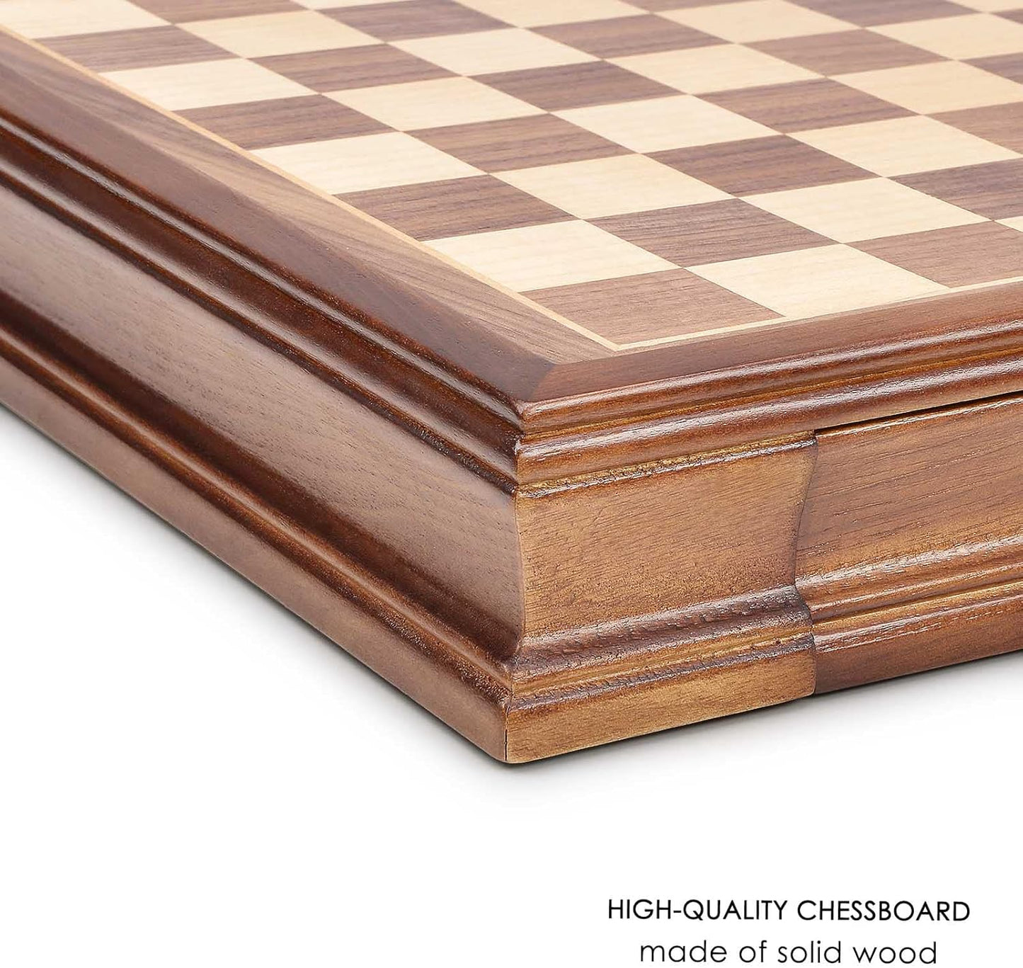 AMEROUS 12.8" x 12.8" Magnetic Wooden Chess Set with 2 Built-in Storage Drawers - 2 Bonus Extra Queens - Gift Packaging - Staunton Chess Pieces, Board Games Chess Sets for Adults and Kids