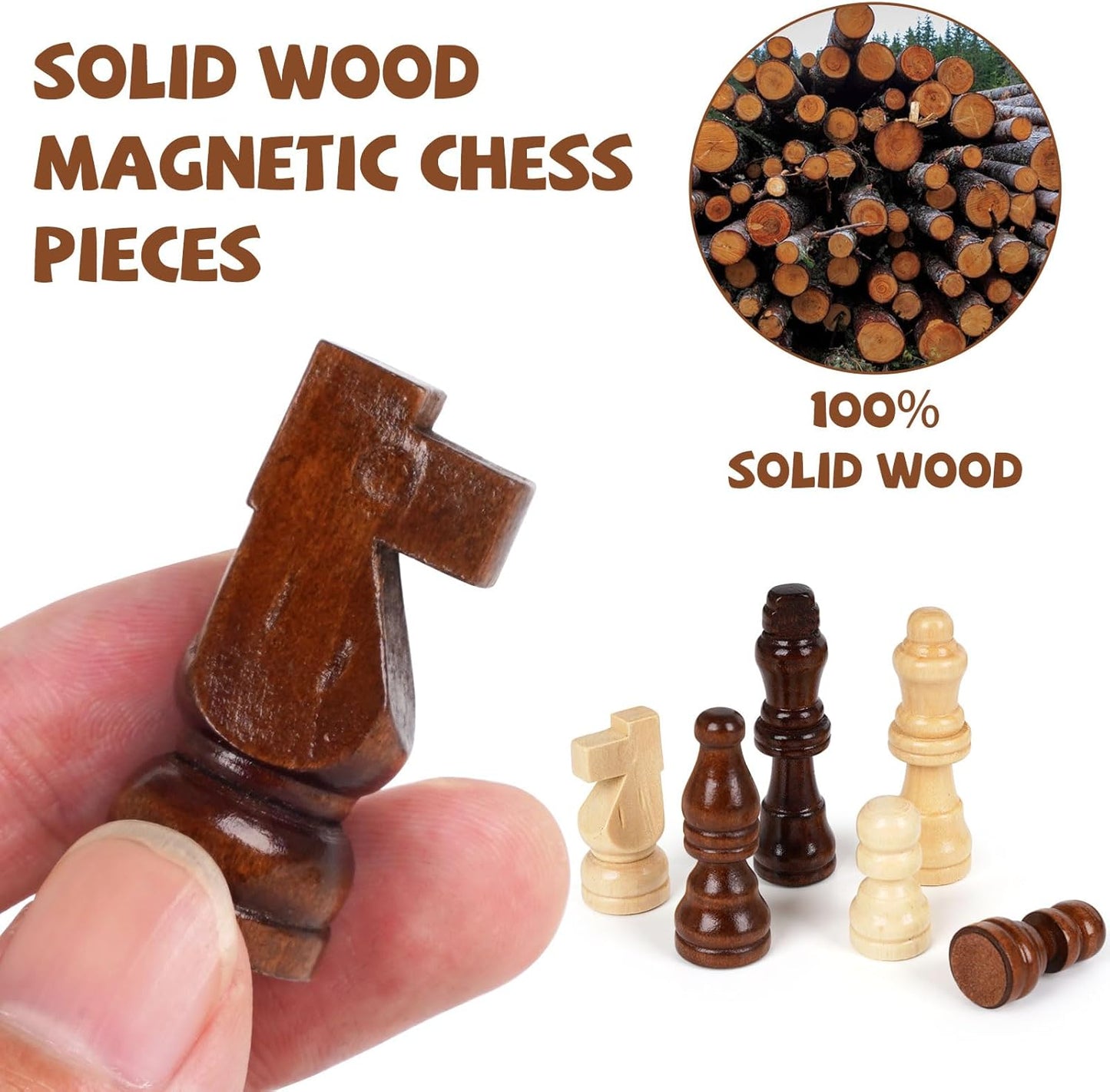 Magnetic Travel Chess Set 12-inch Wooden Magnetic Chess Board 2 Extra Queen Folding Chessboard for Storage Toys & Games for Adults Vintage Chess Game – Family Board Games Educational Toy Sets