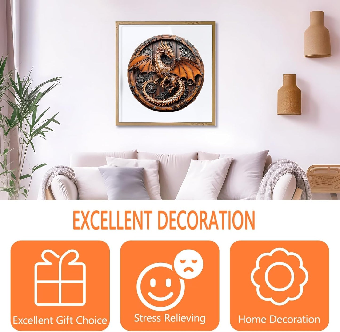 Wooden Puzzles for Adults, Mechanical Dragon Wooden Jigsaw Puzzles for Adults, Wood Puzzles Adult, Unique Animal Shape, Gifts for Friends and Family, Wall Art Canvas Puzzle (L -13.4*13.3in -300 pcs)