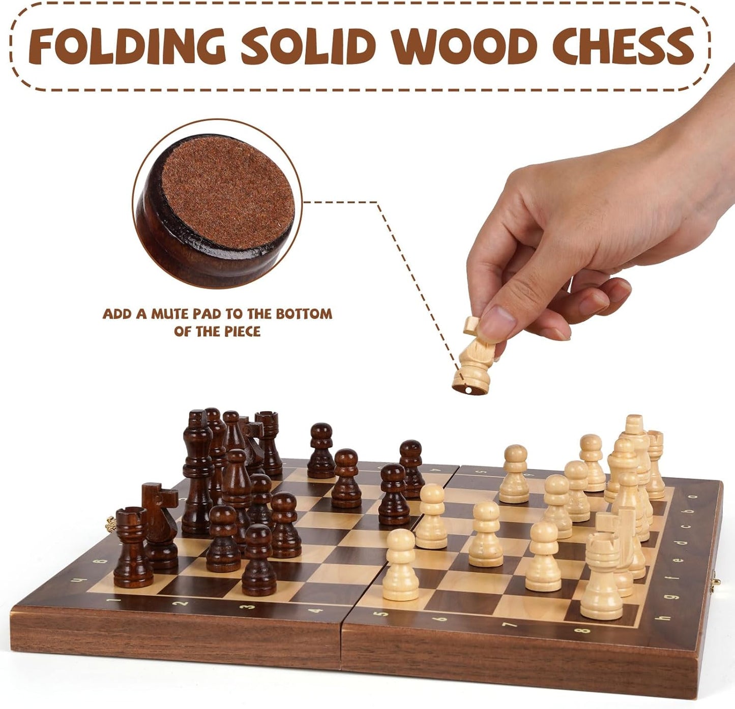 Magnetic Travel Chess Set 12-inch Wooden Magnetic Chess Board 2 Extra Queen Folding Chessboard for Storage Toys & Games for Adults Vintage Chess Game – Family Board Games Educational Toy Sets