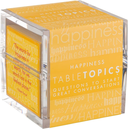 TableTopics Happiness Question Card Game - 135 Conversation Starter Cards with Tips, Ideas, & Quotes to Spark Meaningful Discussions with Adults at Dinner Parties, Girls’ Nights, and More