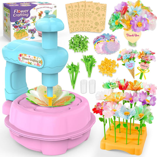 Wwzzey Fabric Flower Bouquets Toys - Arts and Crafts for Kids Ages 4-8 8-12, Kids Crafts DIY Kit with Blessing Cards, Birthday Christmas Gifts for 4 5 6 7 8+ Year Old Girls Boys