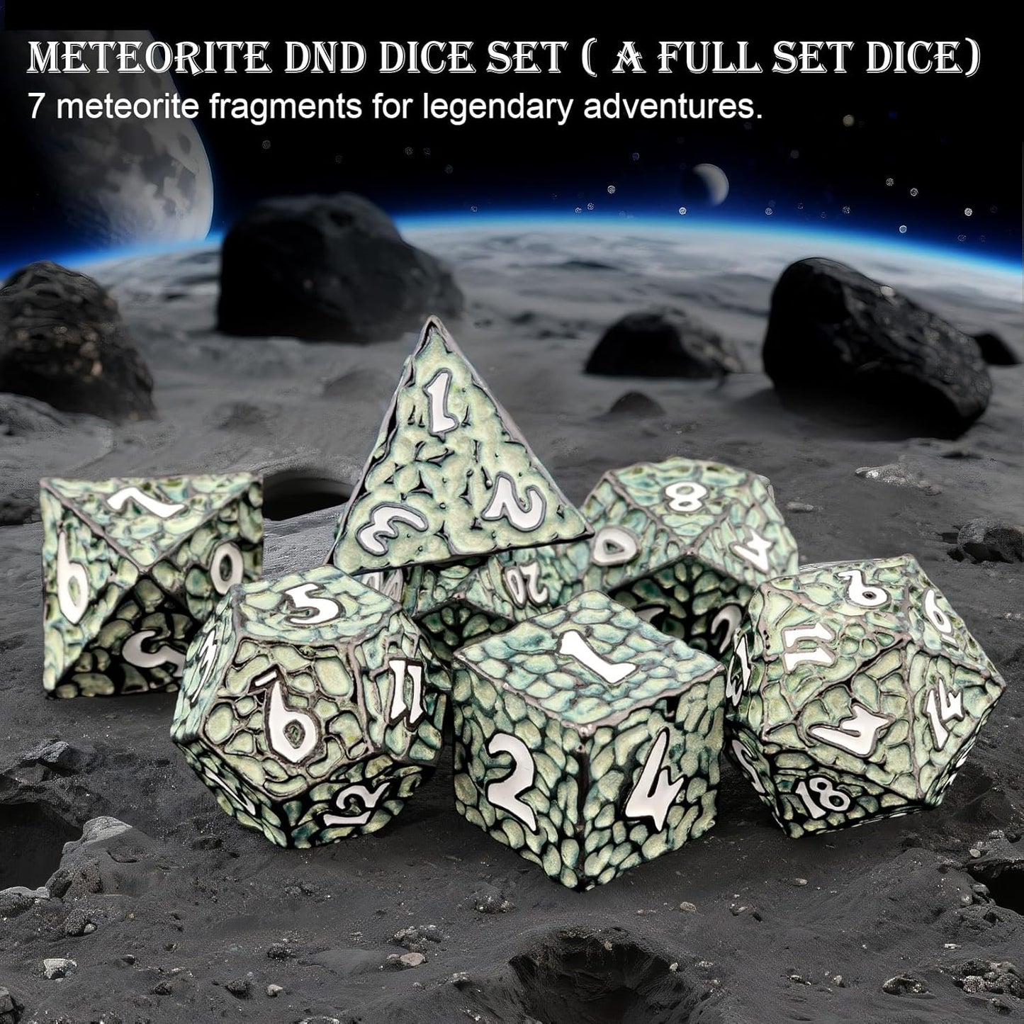 Haxtec Metal DND Dice Set Polyhedral D&D Dice Compatible with Dungeons and Dragons Gift TTRPG Black Green Metal Dice