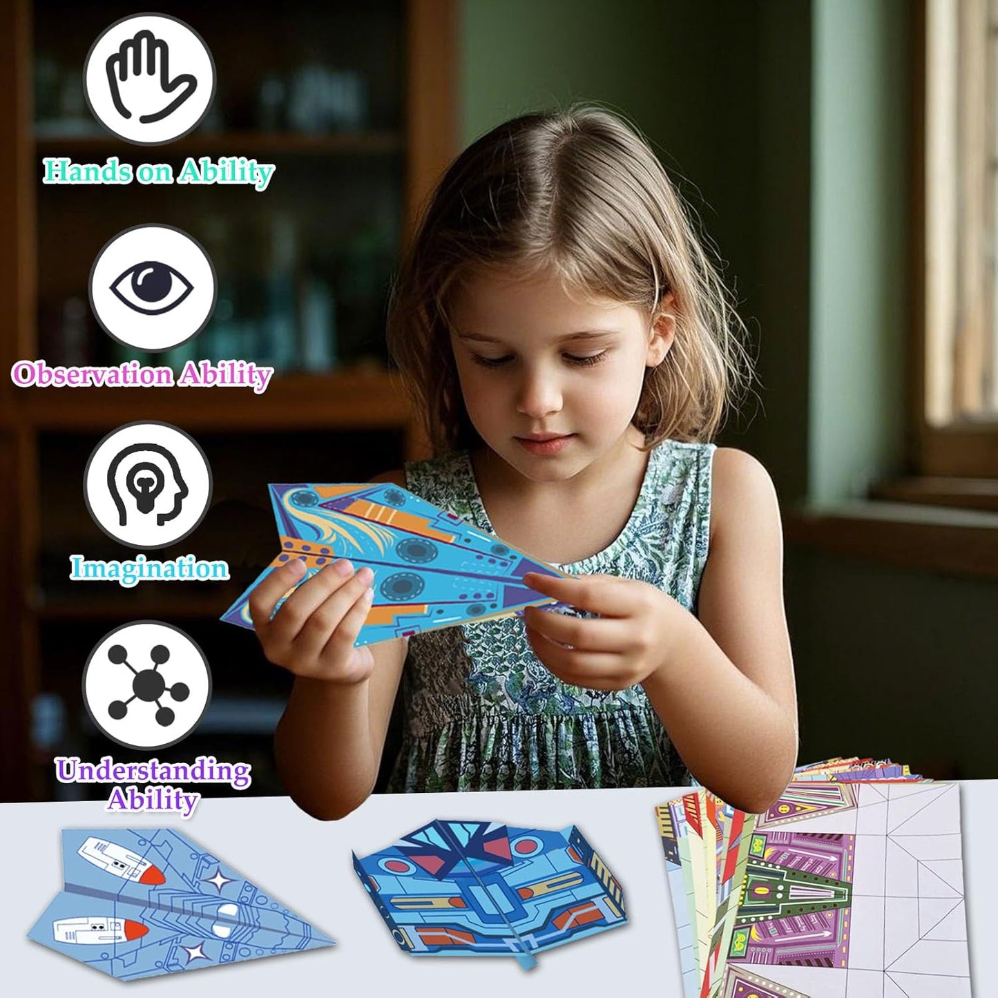 Paper Airplane Kits with 16 Classic Designs, 32 Sheets of Colorful Origami Paper, World Record Paper Planes, Airplane Gifts for Boys and Girls Ages 6-12+ (Digital Manual Only, Fun and Easy to Fold)