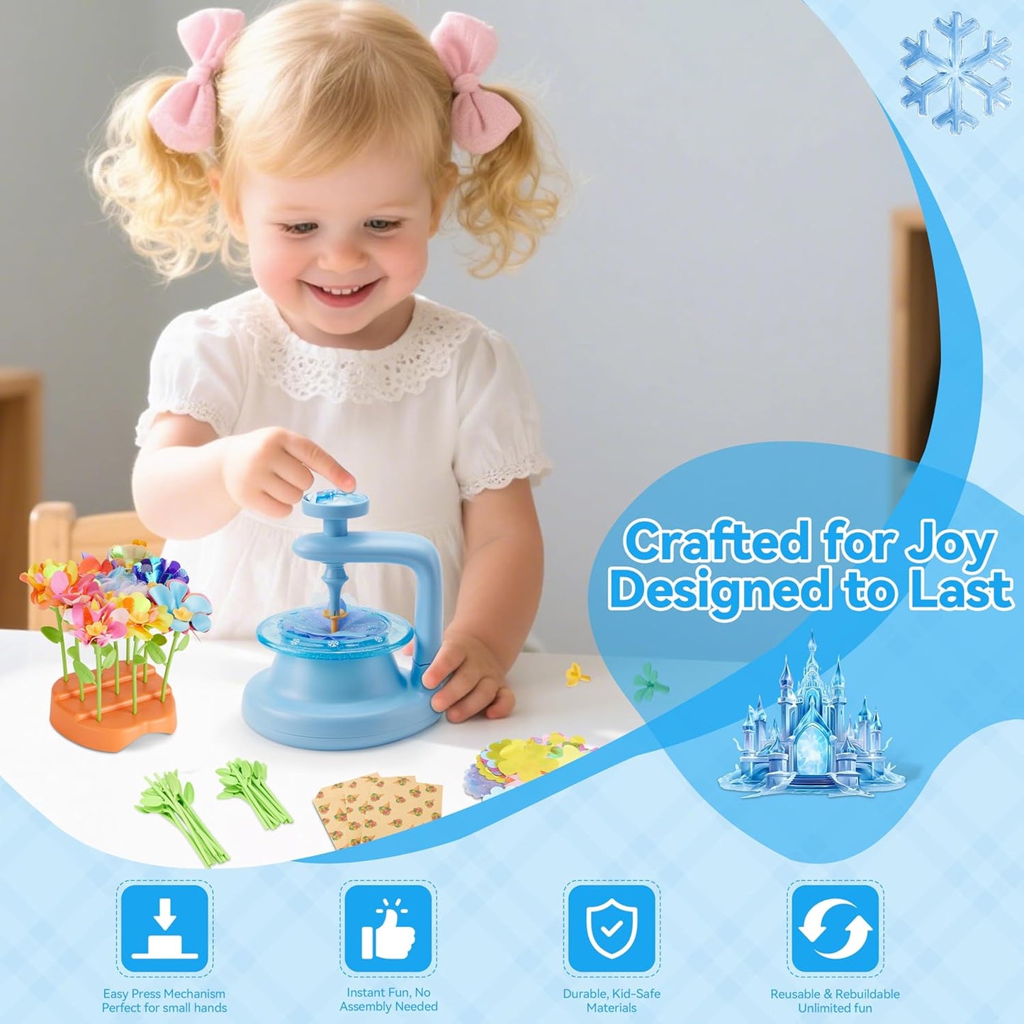 Hamdol DIY Flower Bouquet Kit for Boys and Girls Ages 4-8, Fabric Arts & Crafts Toy for Kids 5 6 7 8, Educational STEM Activity Set, Creative Gift Idea for Birthday, Christmas, or Holiday