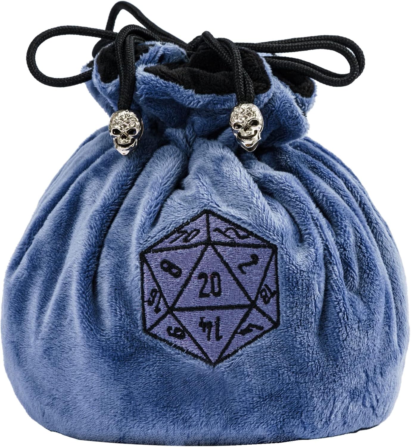 DND Dice Bags Large with Pockets Blue Storage Bag with D20 Logo for Dungeon and Dragons RPG Game Dices - Capacity 200+ Dice