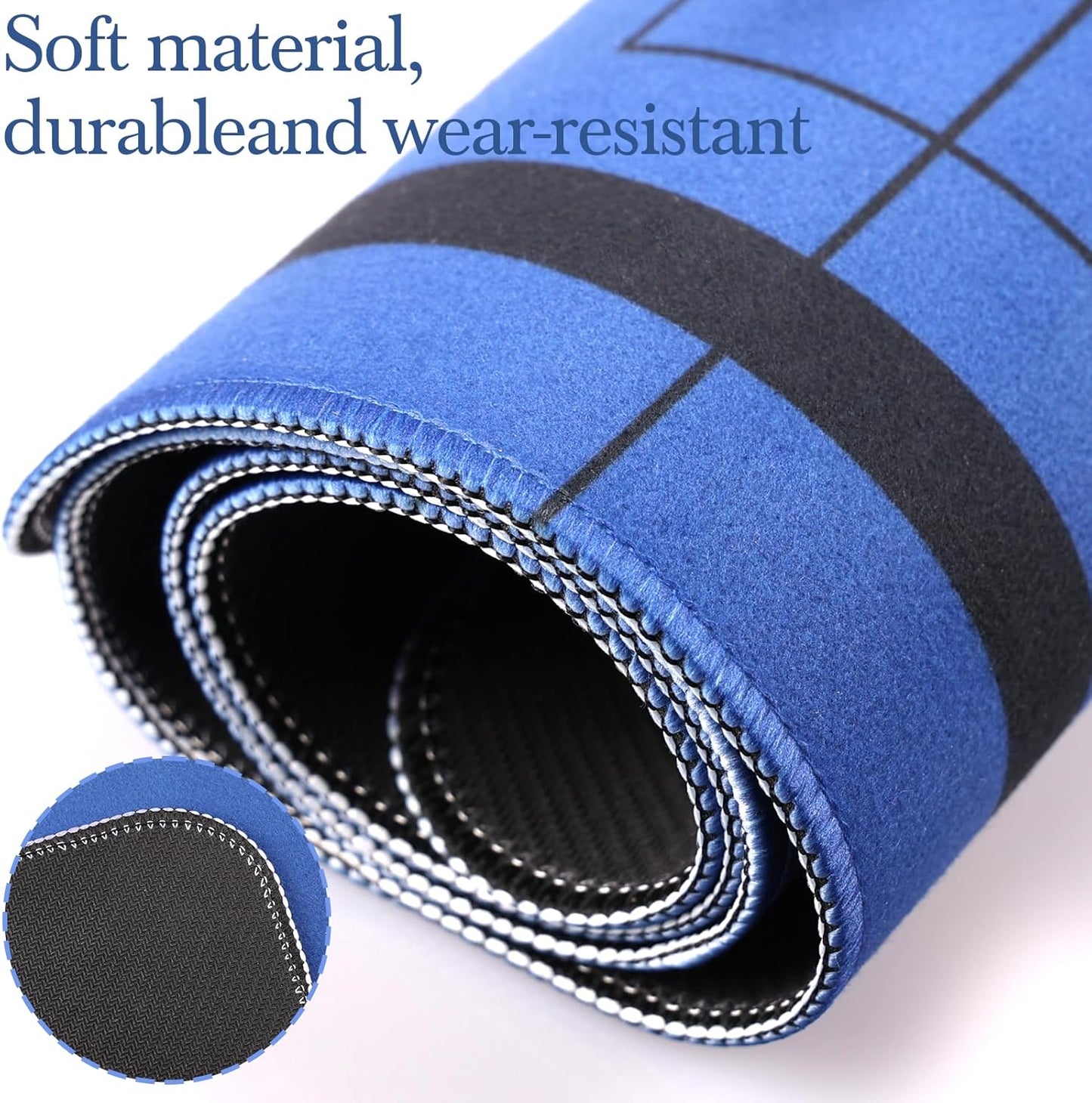 Mahjong Mat for Table 33''x33'', Non-Slip Mahjong Cloth Cover with Game Rules, Mahjong Tablecloth for Poker, Board Games Table Mat, Card Games, Tile Games, Dominoes (Blue)