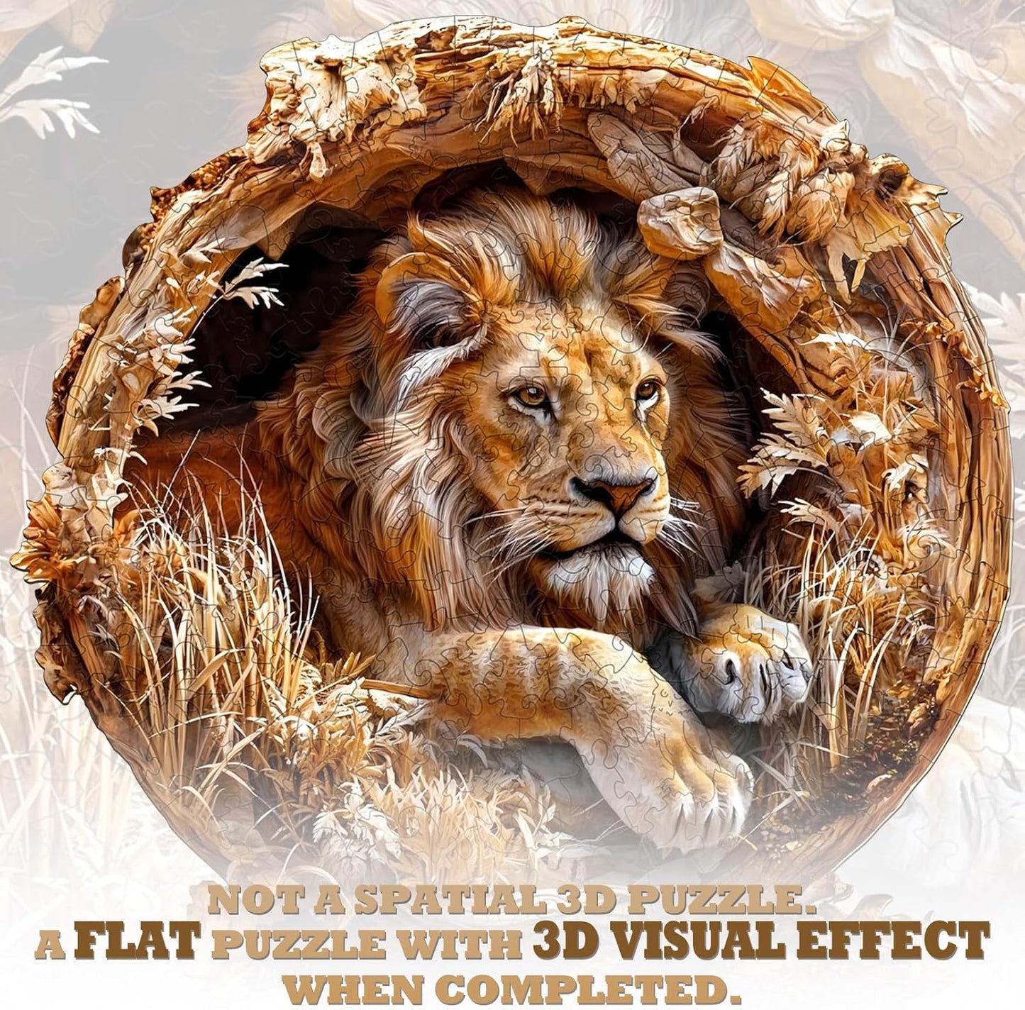 Wooden Puzzles for Adults, 3D Vision Effect Lion King Wooden Jigsaw Puzzles, 575 PCS Unique Shape Advanced Wood Puzzle Adult, 3D Effect Flat Puzzle Birthday Gifts Family Game (XL-17.3 * 17.3in)