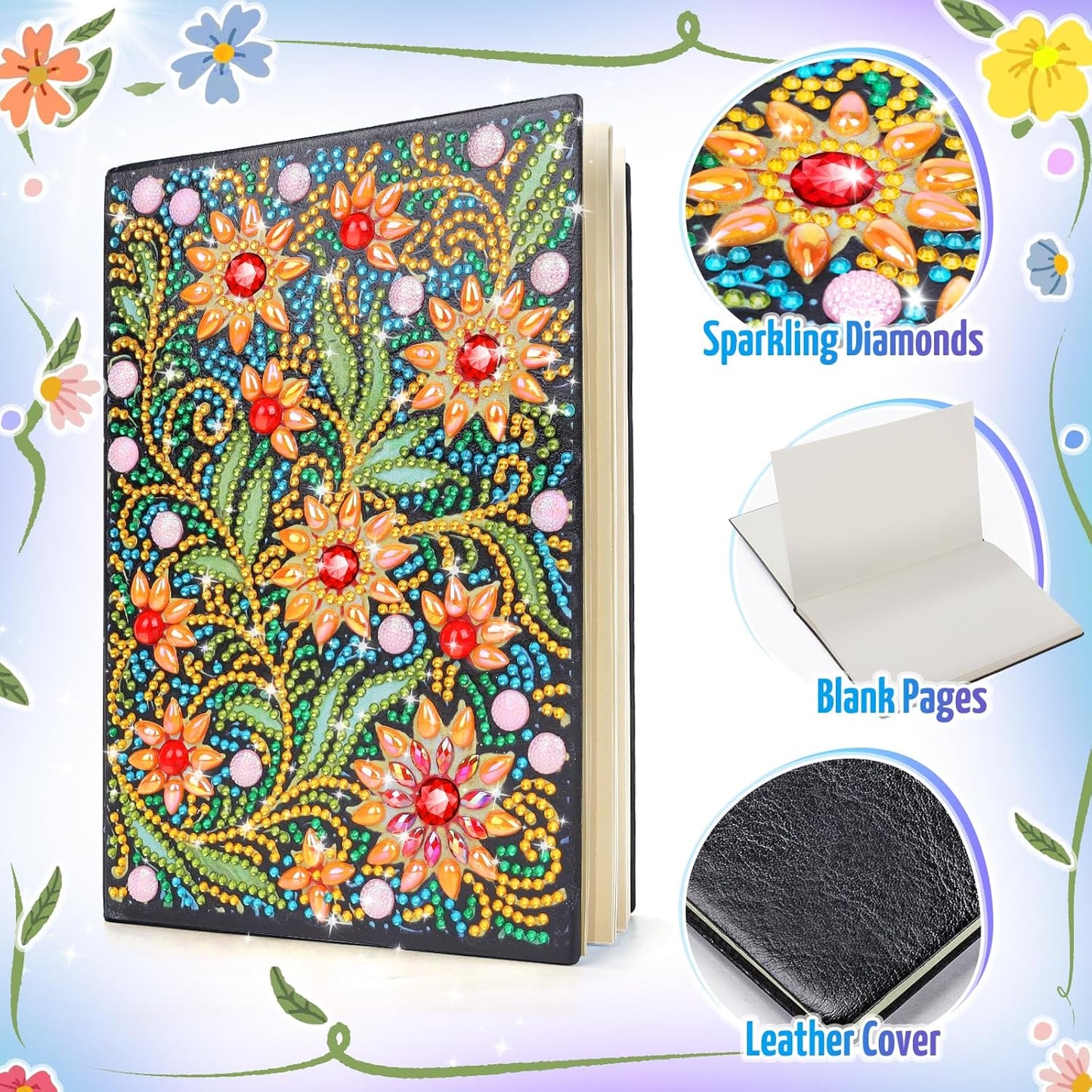 Girls Gifts 5-7-9-10 Year Old, Craft Kits for Kids Age 6 8 11 12 Diamond Art Kits Cute Stationary Girl Birthday Presents for 5 6 7 9 Year Old Girls Notebook Arts and Crafts for Kids Toys Diary