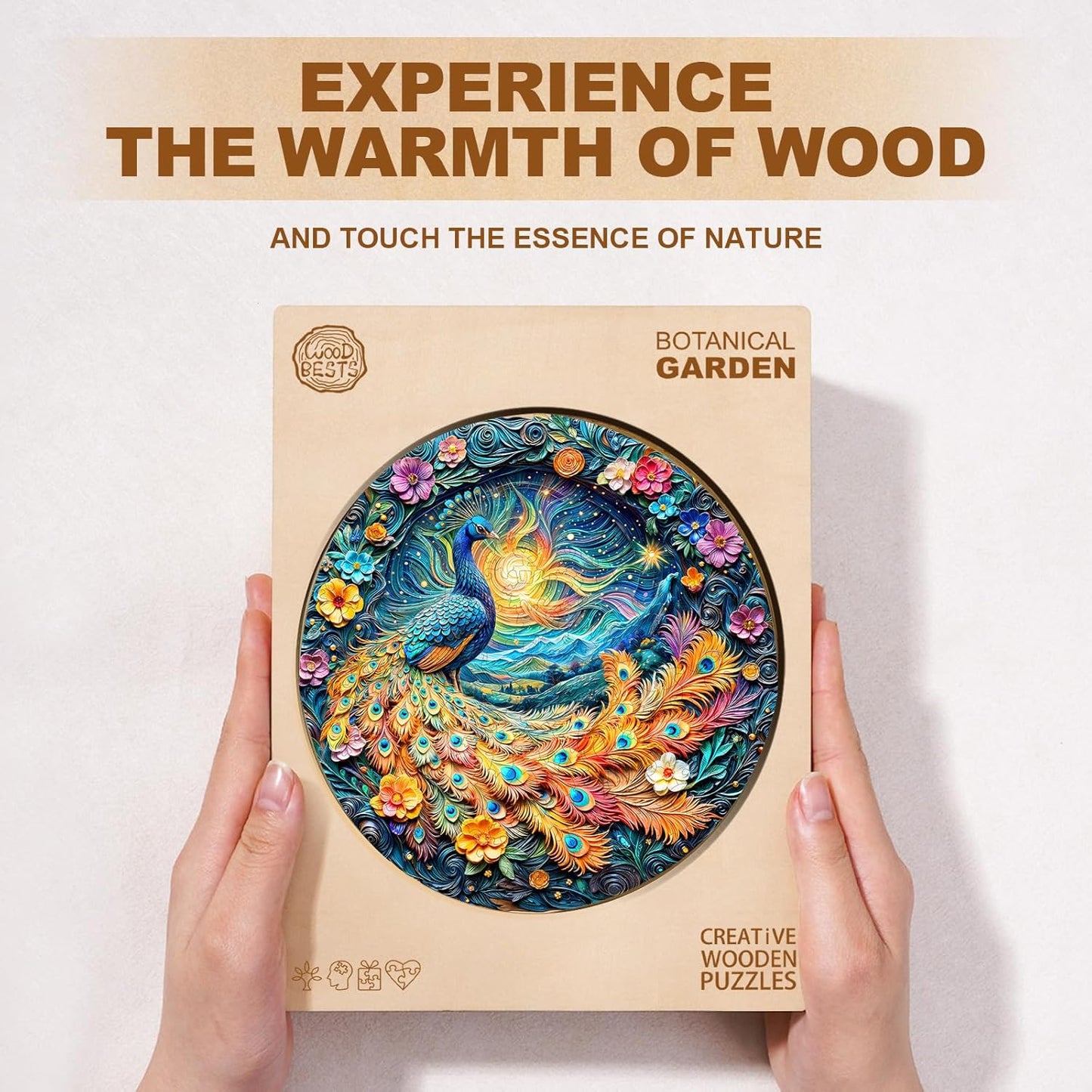 Wooden Puzzles for Adults,Peacock Puzzle, Unique Shaped Wooden Jigsaw Puzzles for Adults, Family Puzzle(11.4 * 11.4 in 200pcs)