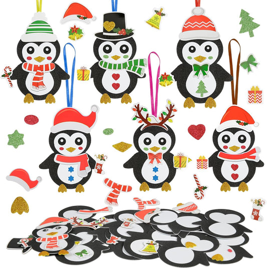 Fennoral 12 Pack Penguin Crafts for Kids Make You Own Penguin Foam Christmas Ornaments DIY Arts and Crafts for Kids Girls Boys Chirstmas Party Supplies Winter Xmas Tree Decoration