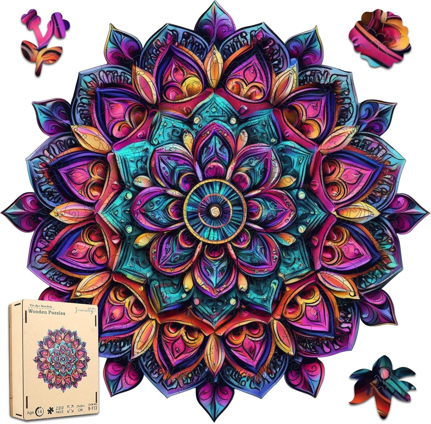 Wooden Jigsaw Puzzles, Mandela Wooden Puzzles for Adults, 500 Pcs King Size 16.8'' x 16.9'', Luxurious Shaped Wood Puzzle, Beautiful Package, Best Gift for Adults and Kids, Family Game