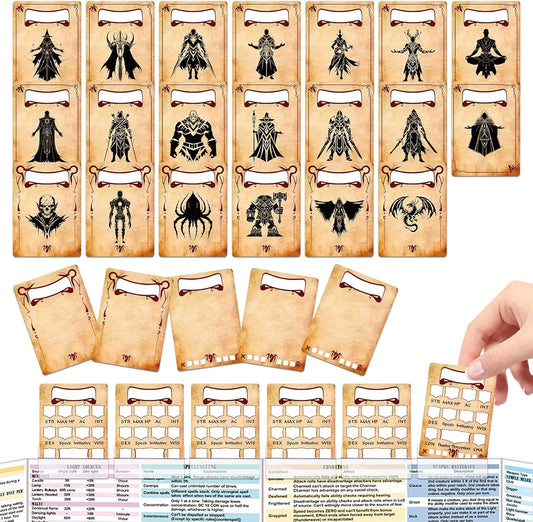 Byhoo DND Initiative&Combat Tracker Set-Waterproof Acrylic DM Screen Top with 25 Insert Cards,Compatible with Dungeons and Dragons 5e/Pathfinder/TTRPGs-DND Essentials Kit for Tabletop RPG Accessories