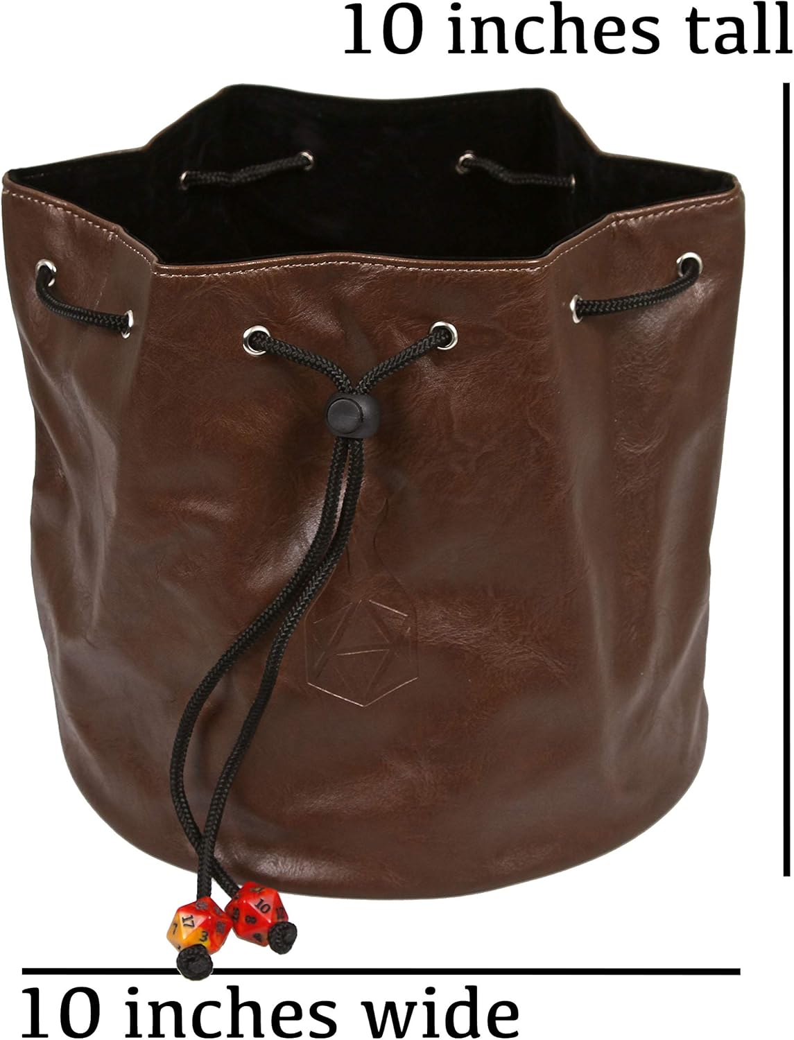 Forged Dice Co. Pouch of The Endless Hoard Dice Bag - Holds Over 1,000 Polyhedral Dice - Dice Storage Bag with 7 Pockets - Perfect for Bulk Dice - Brown/Black