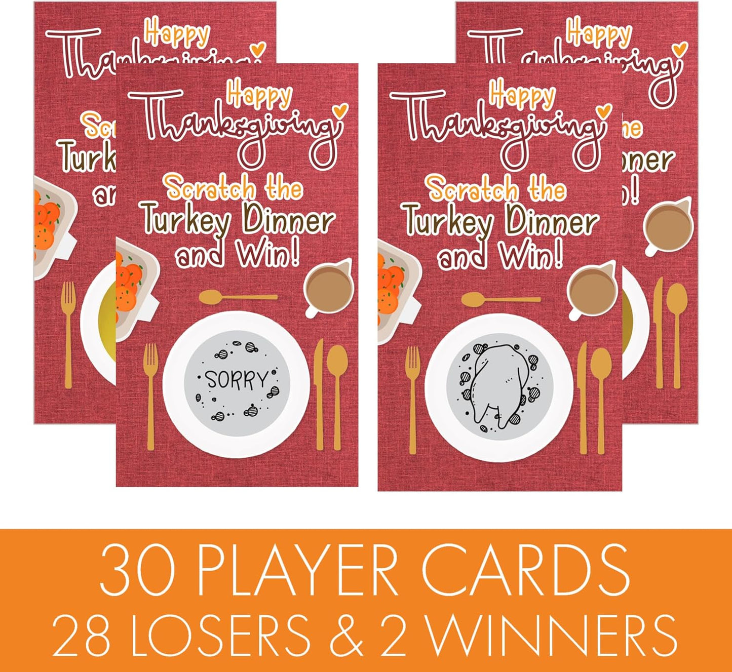 DISTINCTIVS Thanksgiving Party Game, 30 Player Scratch Off Cards, Friendsgiving Party Games