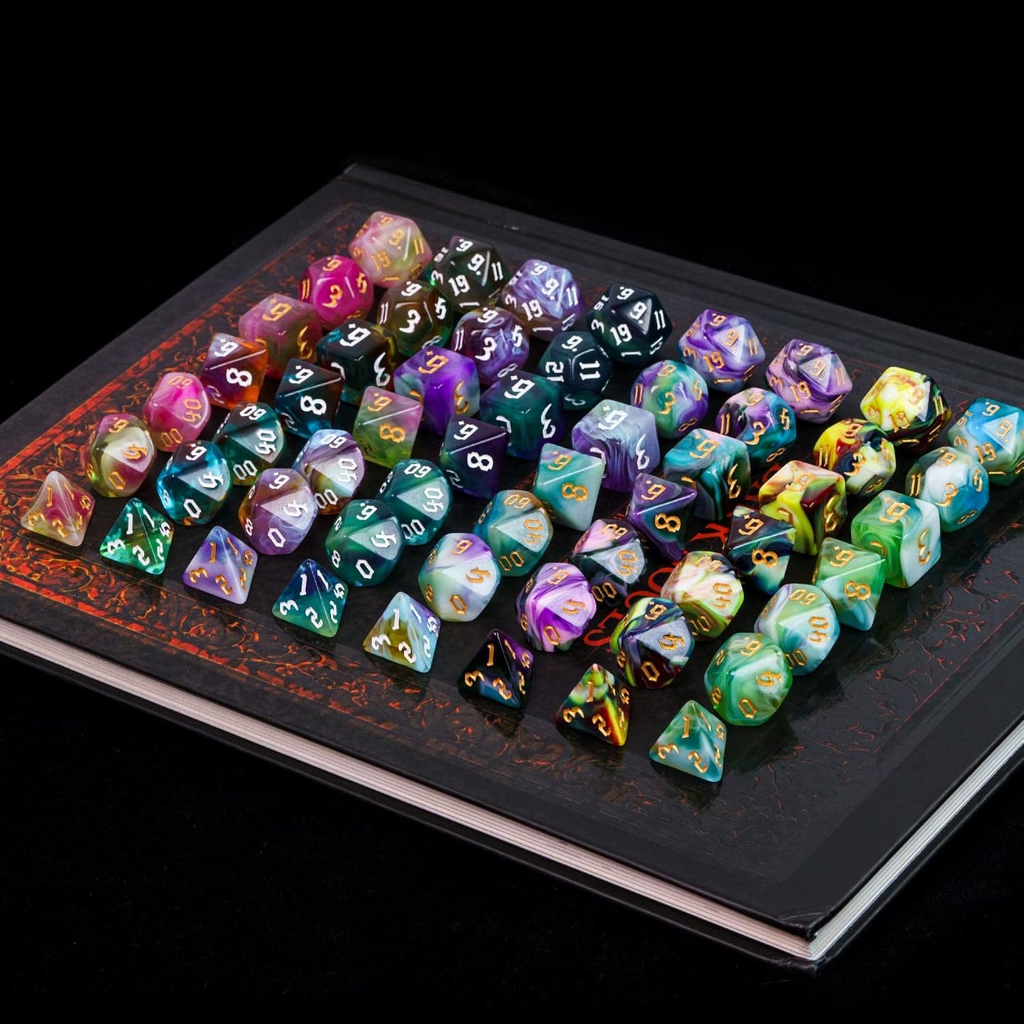 8 Sets Polyhedral Dice Set D&D, 56pcs DND Dice Set with 2 Large Leather Bag for RPG Table Games